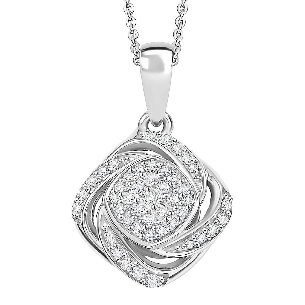 GP Celestial Dream Collection Diamond Pendant Necklace in Rhodium Over Sterling Silver 0.25 ctw (20 Inches)