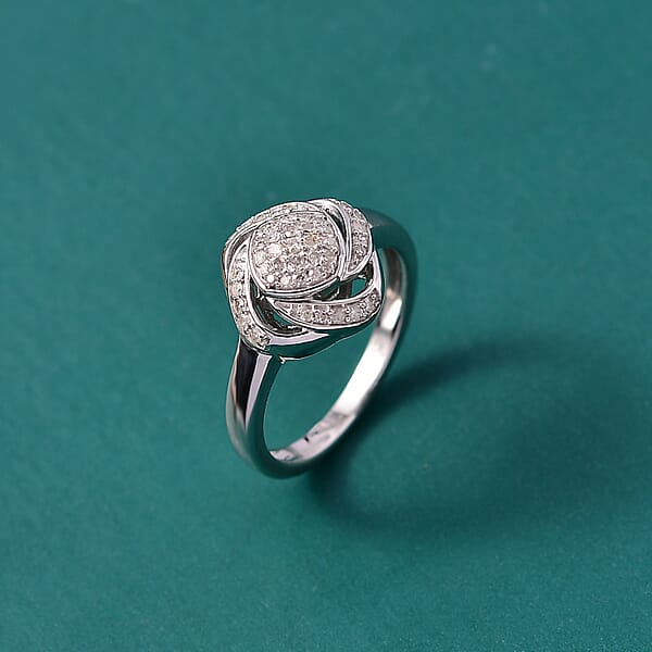 GP Diamond Celestial Dream Collection Ring In Rhodium Over Sterling Silver 0.25 Ctw