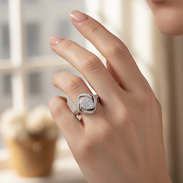 GP Diamond Celestial Dream Collection Ring In Rhodium Over Sterling Silver 0.25 Ctw