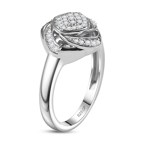 GP Diamond Celestial Dream Collection Ring In Rhodium Over Sterling Silver 0.25 Ctw
