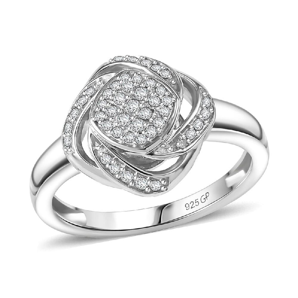GP Diamond Celestial Dream Collection Ring in Rhodium Over Sterling Silver 0.25 ctw