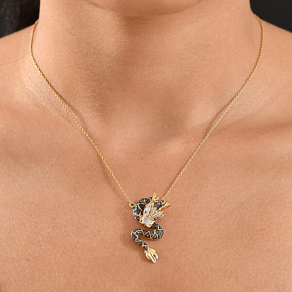 GP Green And White Diamond 0.70 Ctw Necklace In 18K Vermeil Yellow Gold Over Sterling Silver 18 Inches