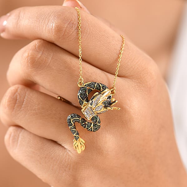 GP Green And White Diamond 0.70 Ctw Necklace In 18K Vermeil Yellow Gold Over Sterling Silver 18 Inches