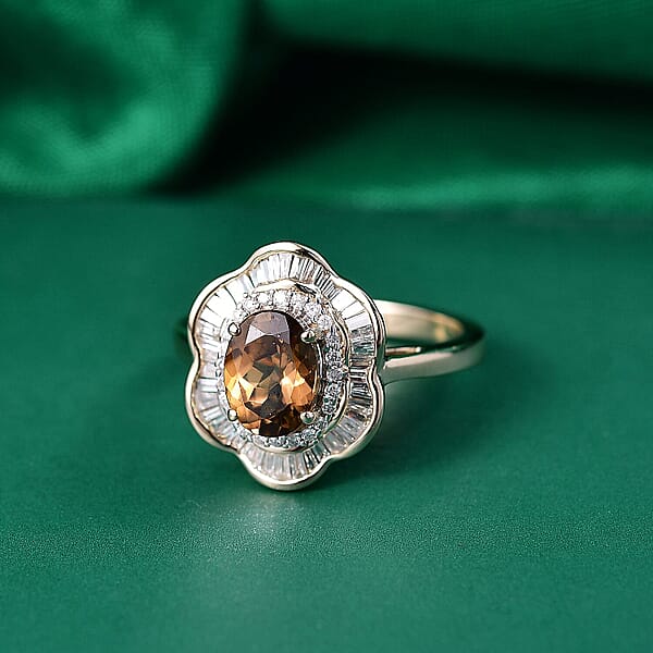 GP Italian Garden Collection Golden Turkizite Diamond Ring In 10K Yellow Gold 2.15 Ctw