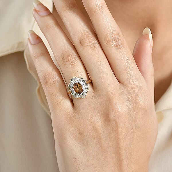 GP Italian Garden Collection Golden Turkizite Diamond Ring In 10K Yellow Gold 2.15 Ctw