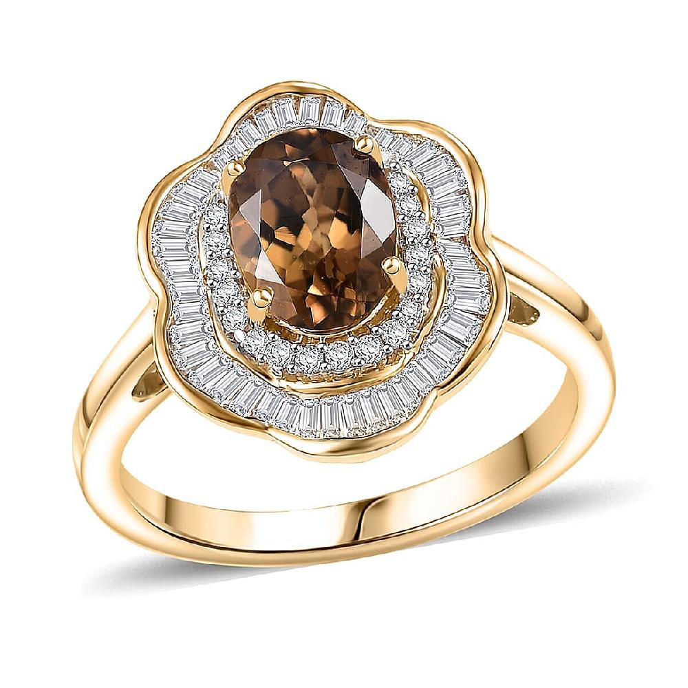 GP Italian Garden Collection Golden Turkizite Diamond Ring in 10K Yellow Gold 2.15 ctw