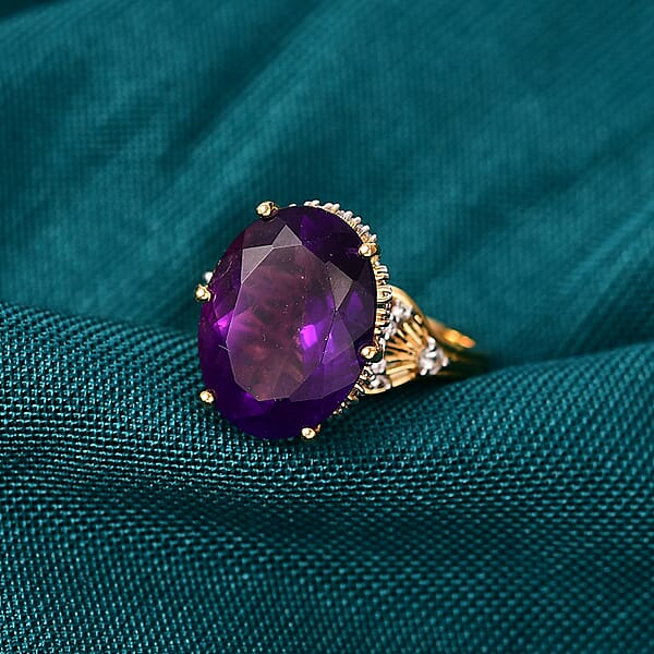 GP Italian Garden Collection Premium African Amethyst And Multi Gemstone 9.50 Ctw Ring In 18K Vermeil Yellow Gold Over Sterling Silver