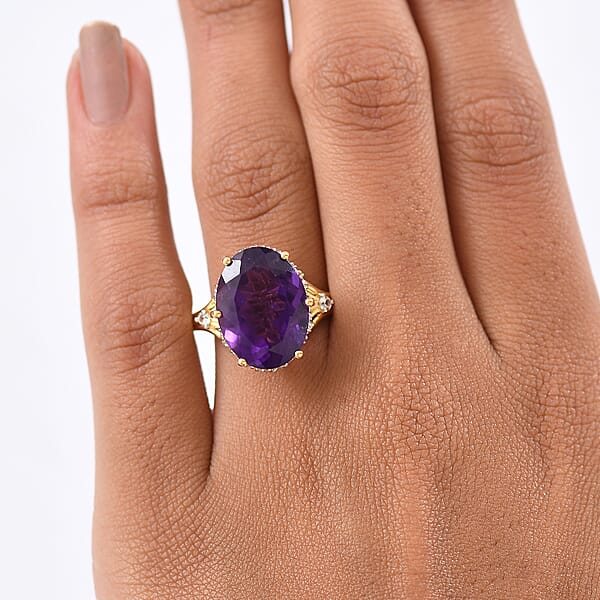 GP Italian Garden Collection Premium African Amethyst And Multi Gemstone 9.50 Ctw Ring In 18K Vermeil Yellow Gold Over Sterling Silver