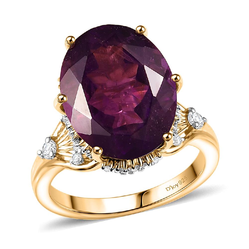 GP Italian Garden Collection Premium African Amethyst and Multi Gemstone 9.50 ctw Ring in 18K Vermeil Yellow Gold Over Sterling Silver