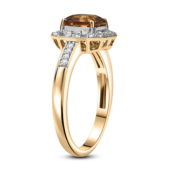GP Royal Art Deco Collection AAA Asscher Cut Golden Turkizite Diamond Ring In 10K Yellow Gold 2.15 Ctw