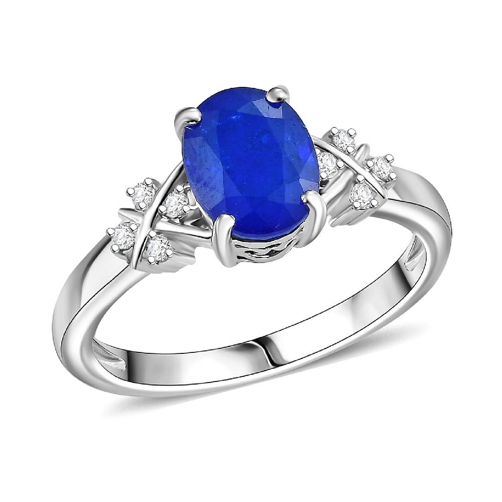 GP Royal Art Deco Collection AAA Tanzanian Blue Spinel and I2 Diamond 2.35 ctw Ring in 10K White Gold