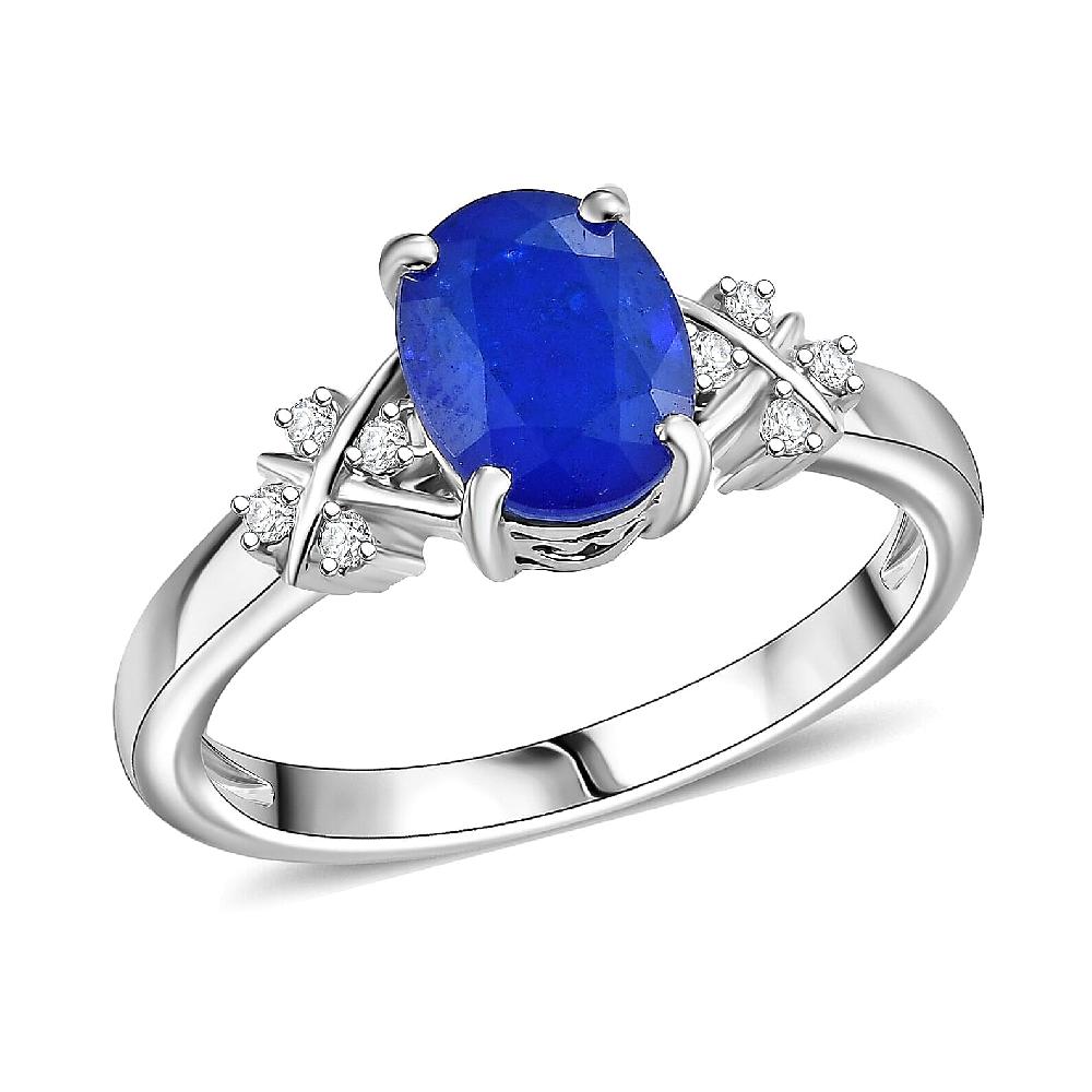 GP Royal Art Deco Collection AAA Tanzanian Blue Spinel and I2 Diamond 2.35 ctw Ring in 10K White Gold