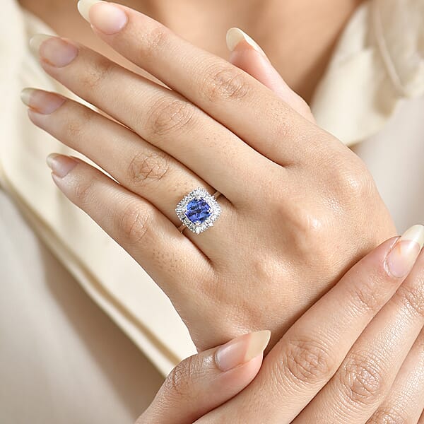 GP Tanzanite Diamond Art Deco Collection Ring In 10K White Gold 1.75 Ctw