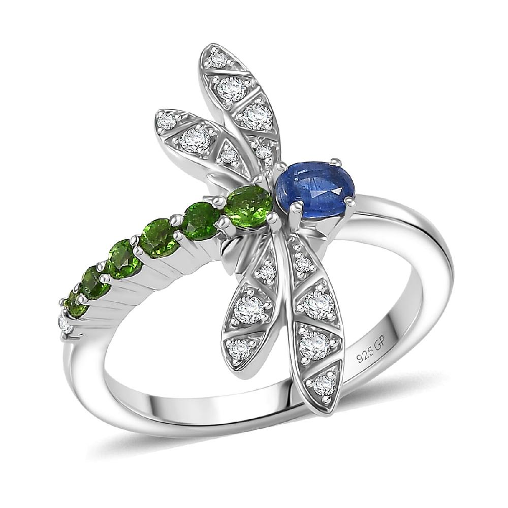 GP Trionfo Collection Kashmir Kyanite Multi Gemstone Ring in Rhodium Over Sterling Silver 0.65 ctw