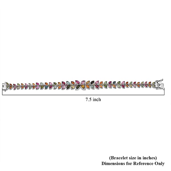 GP Trionfo Collection Premium Multi-Tourmaline 11.20 Ctw Butterfly Pastel Bracelet In Rhodium Over Sterling Silver (7.25 In)