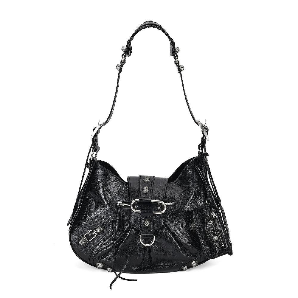 Grand Pelle Black Genuine Leather Crossbody Bag with Shoulder Strap
