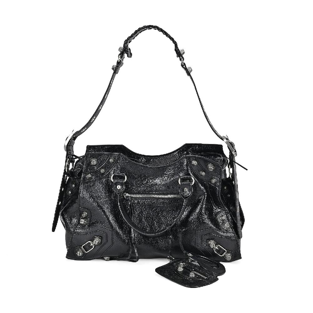 Grand Pelle Black Genuine Leather Crossbody Bag with Shoulder Strap