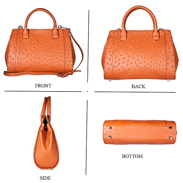 Grand Pelle Brown Genuine Ostrich Leather Tote Bag