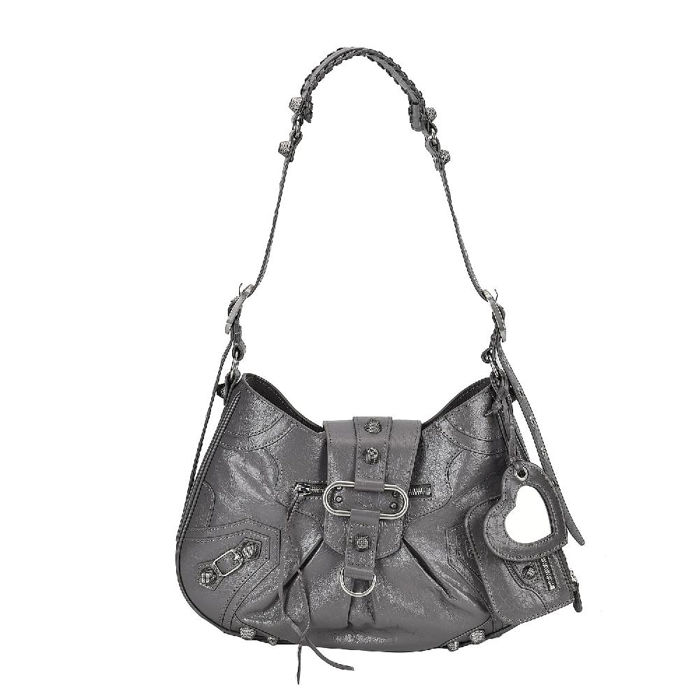 Grand Pelle Gray Genuine Leather Crossbody Bag with Shoulder Strap