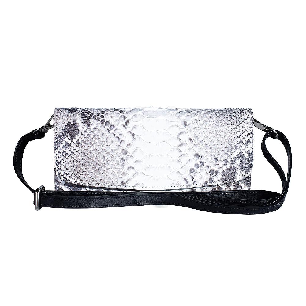 Grand Pelle Natural Genuine Python Leather Envelope Clutch with Shoulder Strap