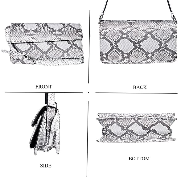 Grand Pelle Natural Genuine Python Leather Shoulder Flap Bag