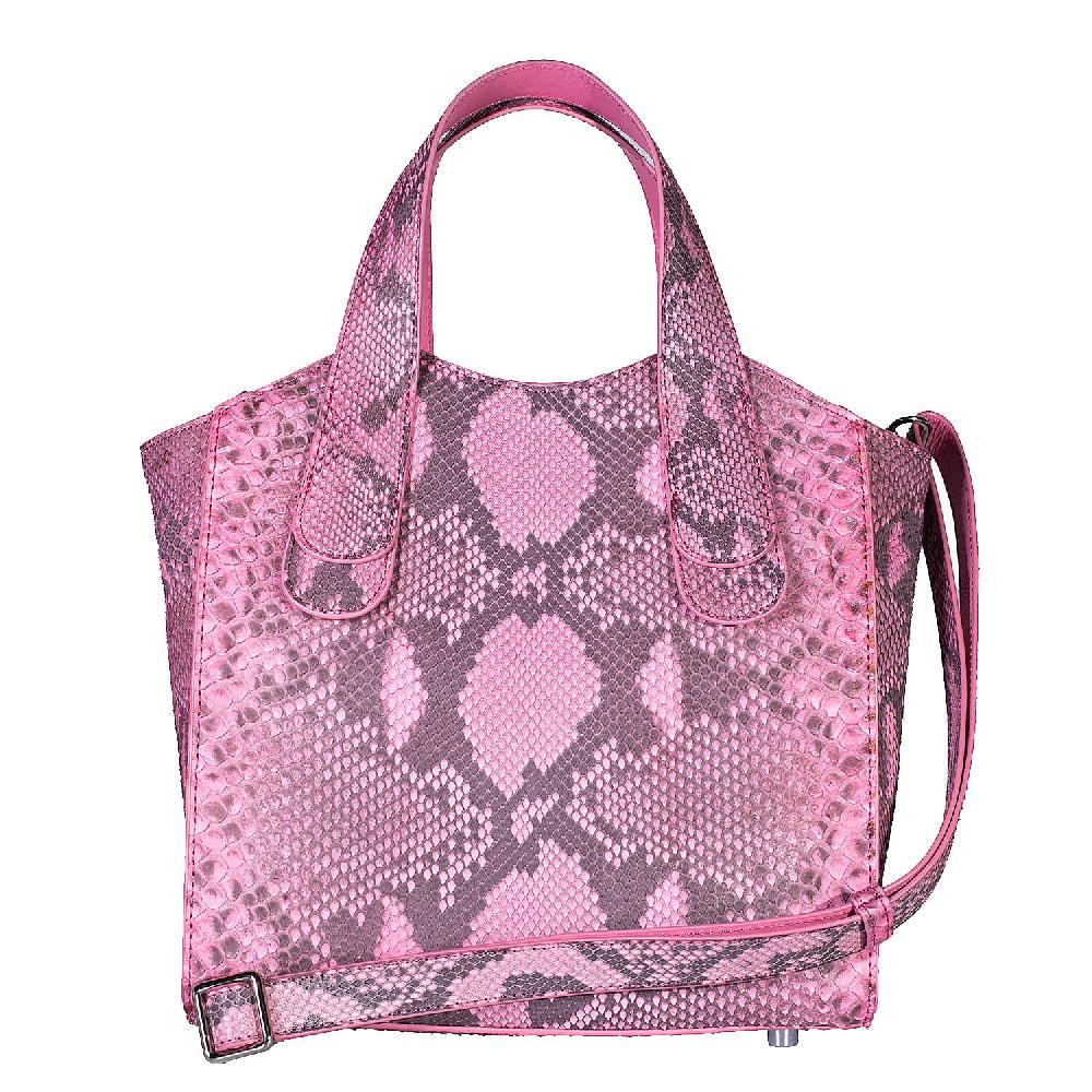 Grand Pelle Pink Genuine Python Leather Tote Bag with Shoulder Strap