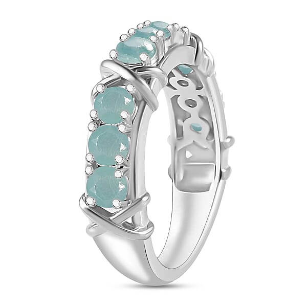 Grandidierite 1.08 Ctw XOXO Ring In Rhodium Over Sterling Silver (Del. In 10-12 Days)