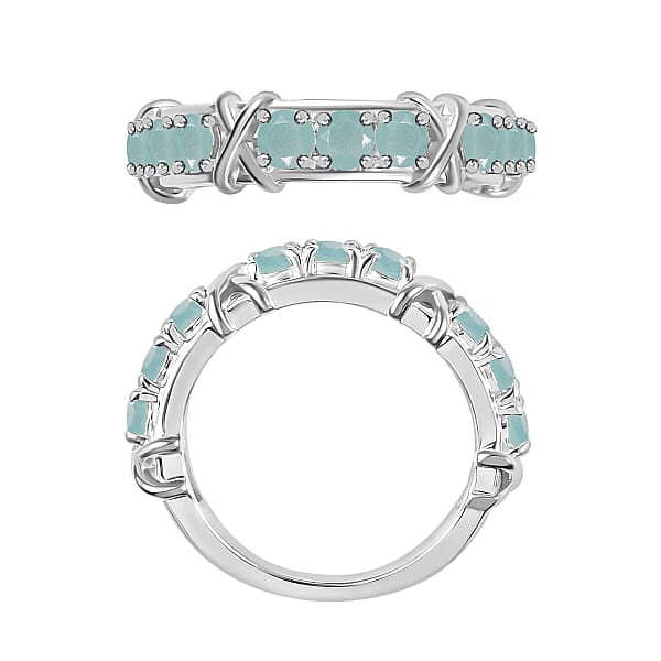 Grandidierite 1.08 Ctw XOXO Ring In Rhodium Over Sterling Silver (Del. In 10-12 Days)