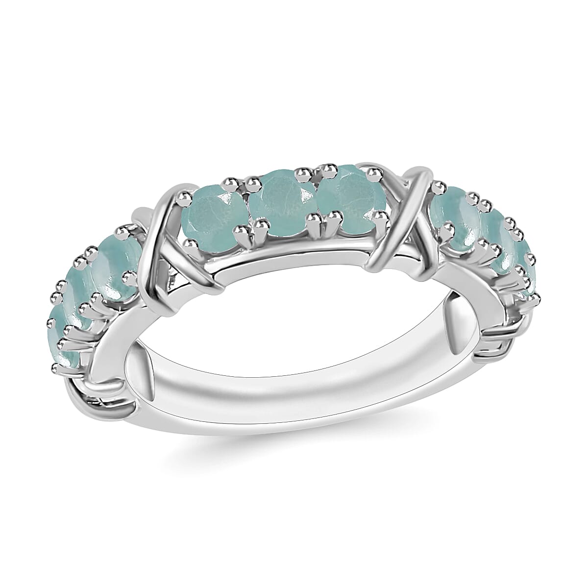 Grandidierite 1.08 ctw XOXO Ring in Rhodium Over Sterling Silver (Del. in 10-12 Days)