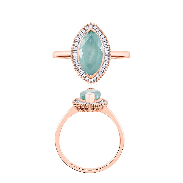 Grandidierite And Diamond 2.04 Ctw Ring In 18K Vermeil Rose Gold Over Sterling Silver (Size 10.0) (Del. In 10-12 Days)