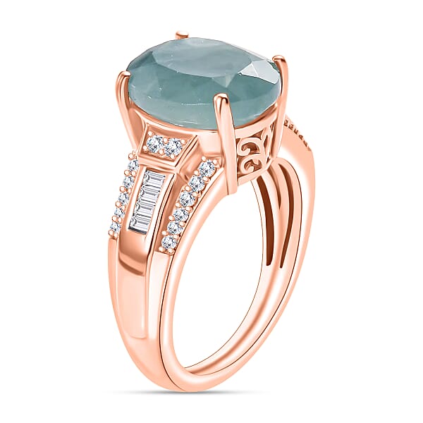 Grandidierite And Moissanite 5.20 Ctw Ring In 18K Vermeil Rose Gold Over Sterling Silver (Del. In 10-12 Days)