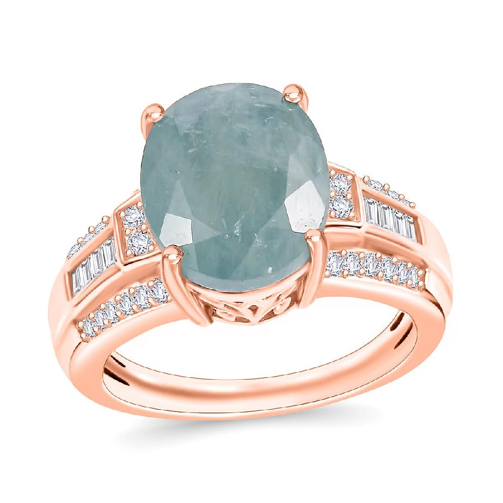 Grandidierite and Moissanite 5.20 ctw Ring in 18K Vermeil Rose Gold Over Sterling Silver (Del. in 10-12 Days)