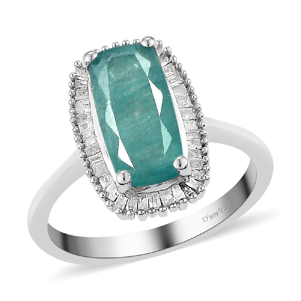 Grandidierite Diamond 2.00 ctw Halo Ring in Platinum Over Sterling Silver Wedding Rings For Women 2.60 ctw