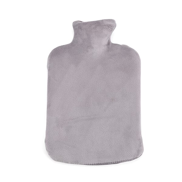Gray 2L Hot Water Bag With Rabbit Faux Fur Cover