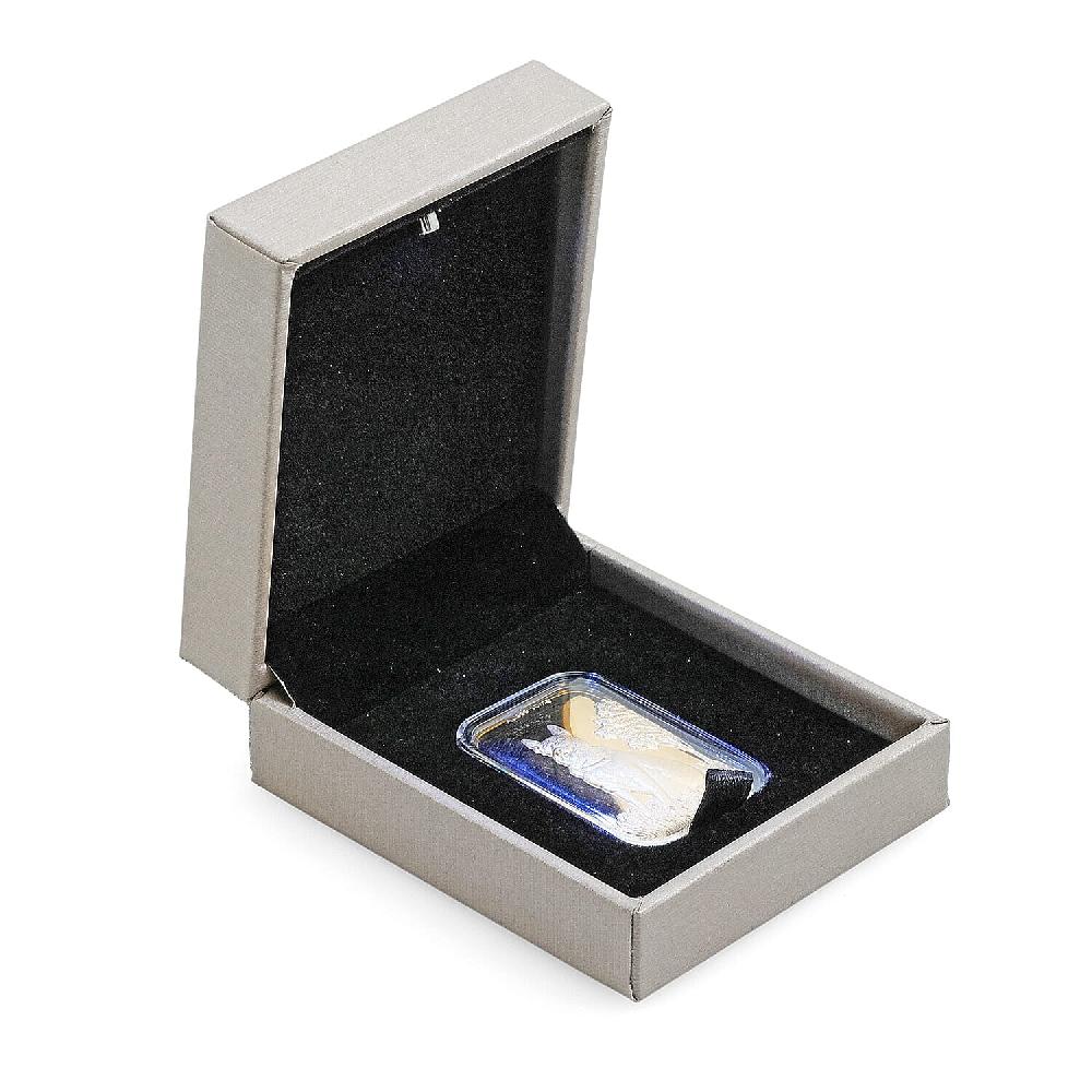 Gray Faux Leather and Black Velvet LED Light Packaging Box