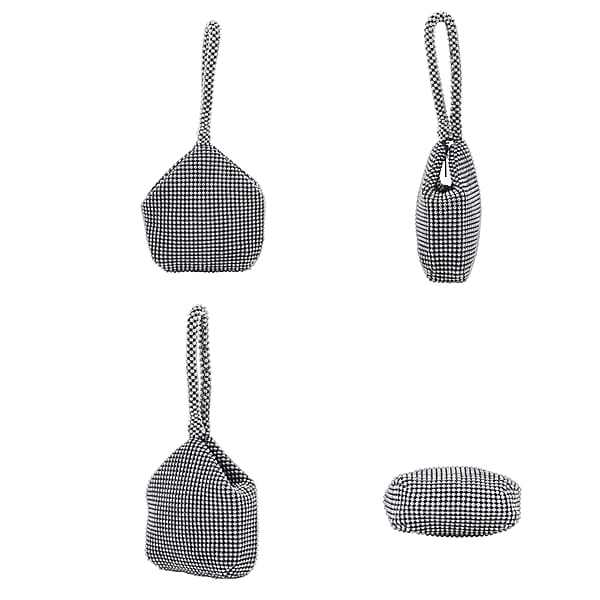 Gray Sparkle And Glitter Triangle Purse With Zipper Closure