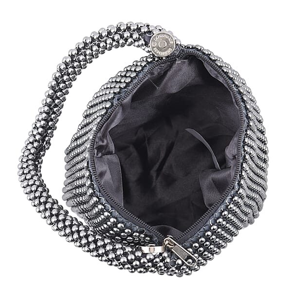 Gray Sparkle And Glitter Triangle Purse With Zipper Closure