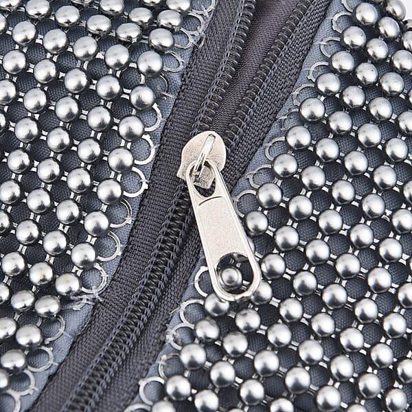 Gray Sparkle And Glitter Triangle Purse With Zipper Closure