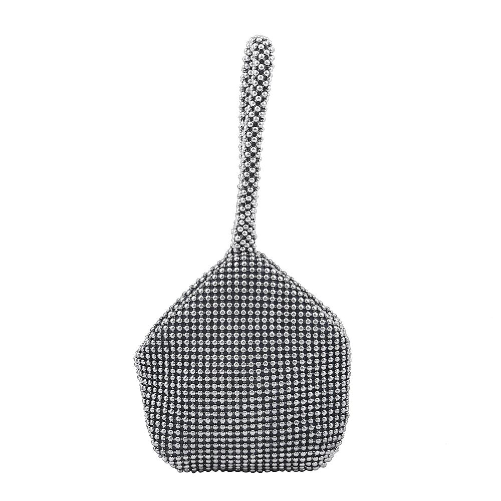 Gray Sparkle and Glitter Triangle Purse with Zipper Closure
