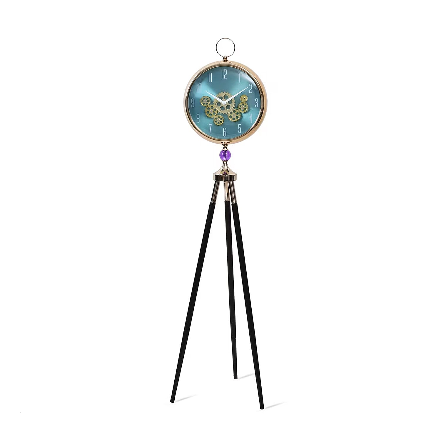 Green Antique Grandfather Quartz Clock with Tripod Metal Stand