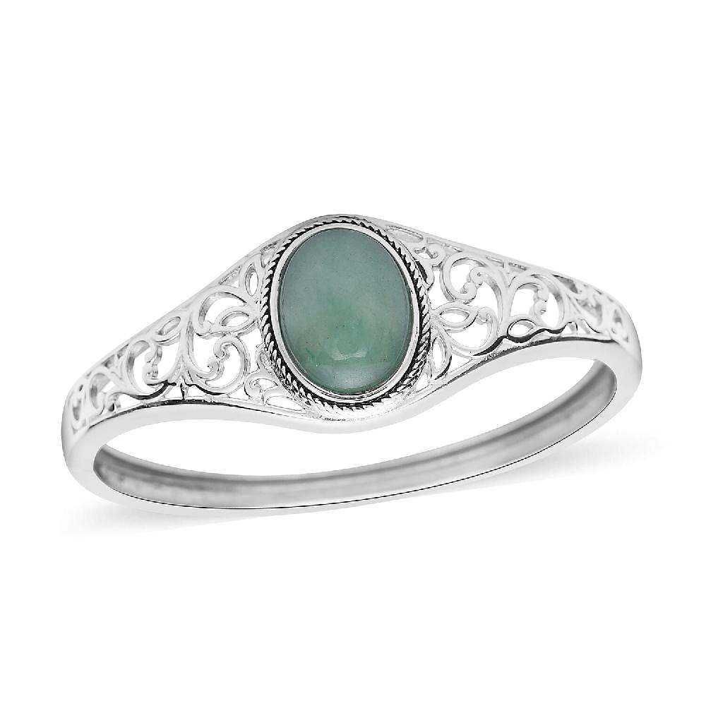 Green Aventurine 12.60 ctw Bangle Bracelet in Stainless Steel (7.00 In)