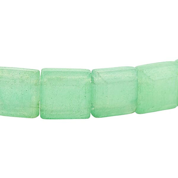 Green Aventurine 125.00 Ctw Square Block Stretch Bracelet
