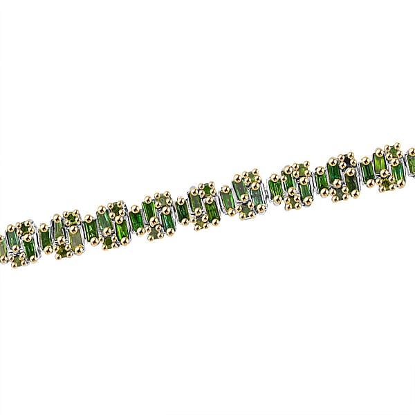 Green Diamond (IR) Art Deco Bracelet In YG Rhodium Over Sterling Silver (7.25 In) 3.95 Ctw