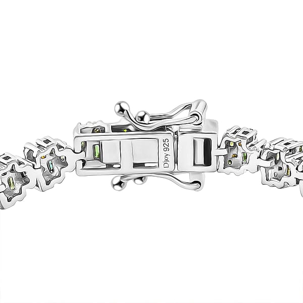 Green Diamond (IR) Art Deco Bracelet In YG Rhodium Over Sterling Silver (7.25 In) 3.95 Ctw