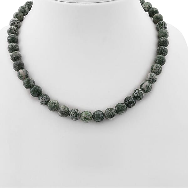 Green Point Jasper 375.00 Ctw Beaded Necklace In Sterling Silver 18 Inches