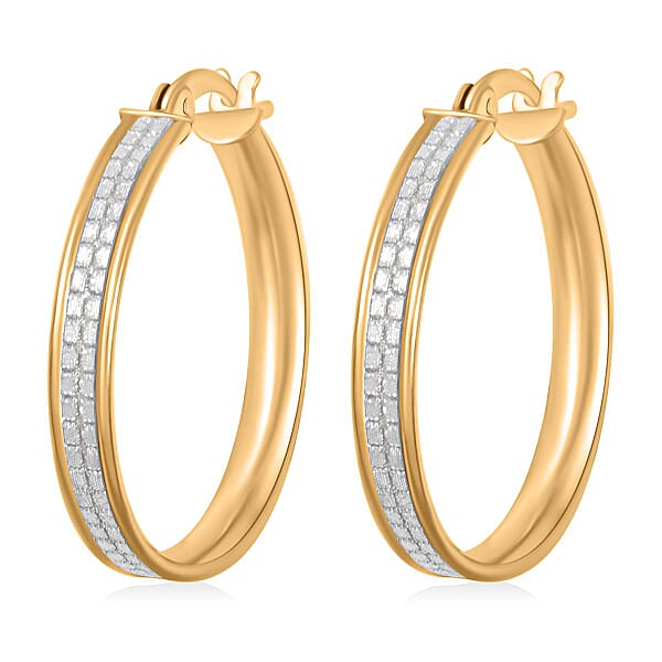 Grid Hoop Earrings In 14K Yellow Gold Over Sterling Silver 3 Grams