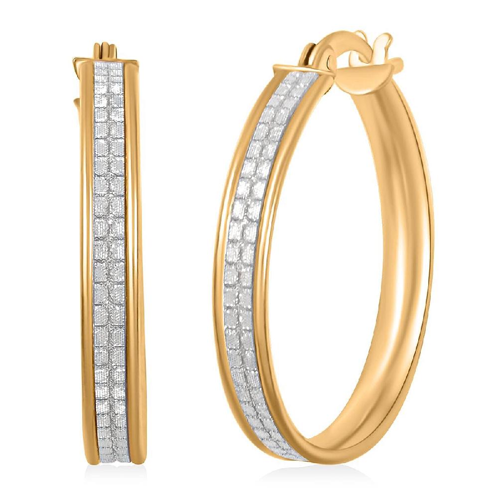 Grid Hoop Earrings in 14K Yellow Gold Over Sterling Silver 3 Grams