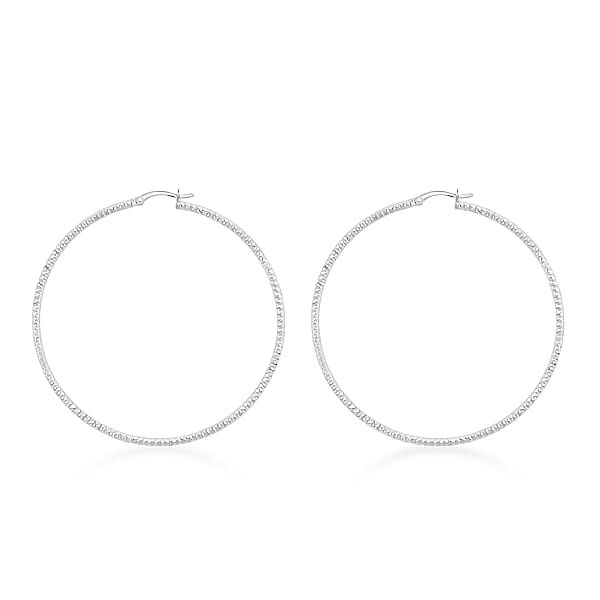 Groove Textured Hoop Earrings In Sterling Silver 6 Grams