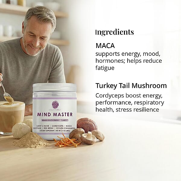 Gula World Mind Master Mushroom Powder For Brain Health Energy & Clarity Dietary Supplement (2.1oz)