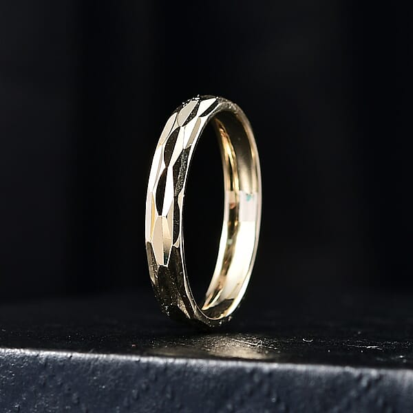 Hammered Texture Band Ring In 10K Yellow Gold 1.75 Grams